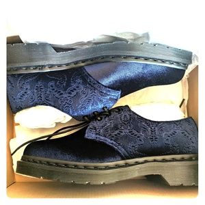 Navy Blue Embossed Velvet Dr. Martens
